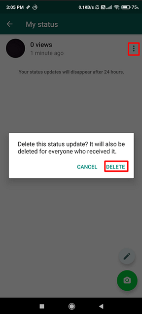 How to delete WhatsApp status